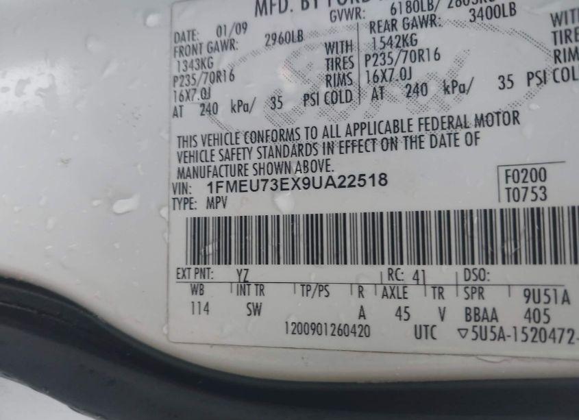 Photo 9 of 2009 Ford Explorer XLT (VIN 1FMEU73EX9UA22518)