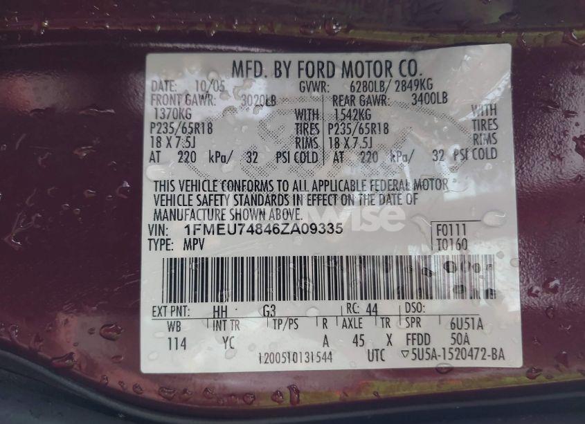 Photo 9 of 2006 Ford Explorer EDDIE BAUER (VIN 1FMEU74846ZA09335)