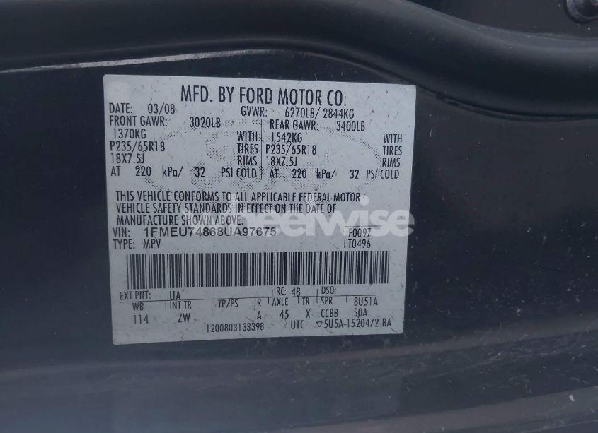 Photo 9 of 2008 Ford Explorer EDDIE BAUER (VIN 1FMEU74868UA97675)