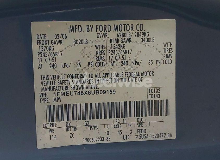 Photo 9 of 2006 Ford Explorer EDDIE BAUER (VIN 1FMEU748X6UB09159)