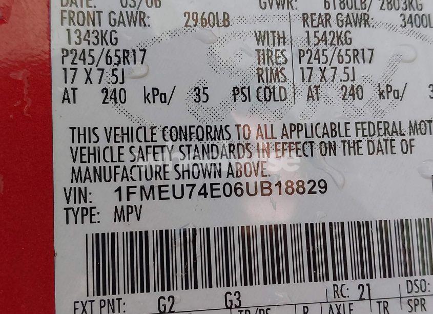 Photo 9 of 2006 Ford Explorer EDDIE BAUER (VIN 1FMEU74E06UB18829)