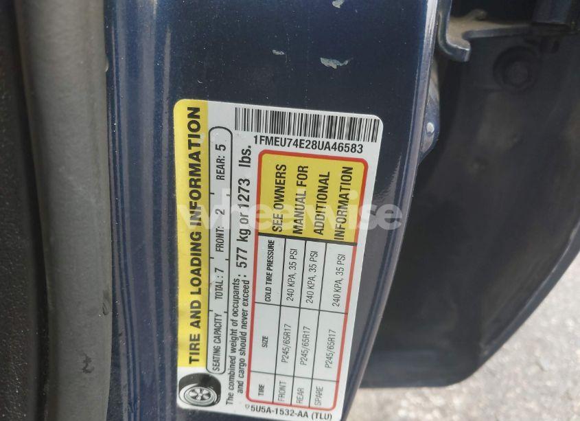 Photo 9 of 2008 Ford Explorer EDDIE BAUER (VIN 1FMEU74E28UA46583)