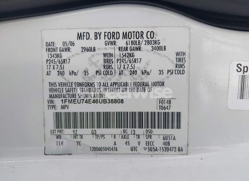 Photo 9 of 2006 Ford Explorer EDDIE BAUER (VIN 1FMEU74E46UB38808)