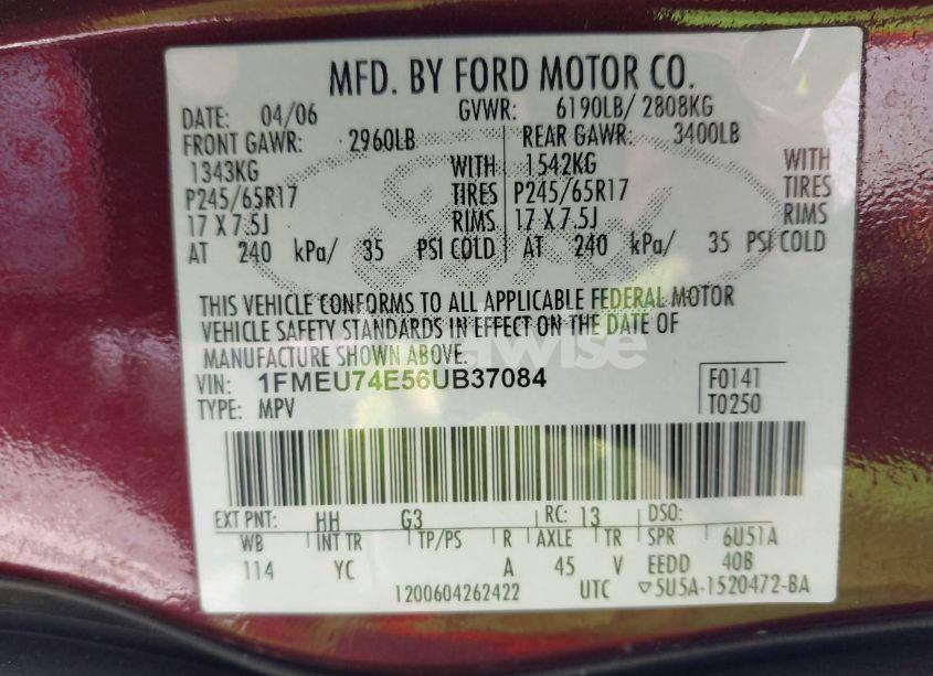 Photo 9 of 2006 Ford Explorer EDDIE BAUER (VIN 1FMEU74E56UB37084)