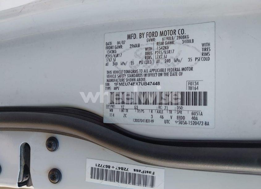 Photo 9 of 2007 Ford Explorer EDDIE BAUER (VIN 1FMEU74EX7UB47448)