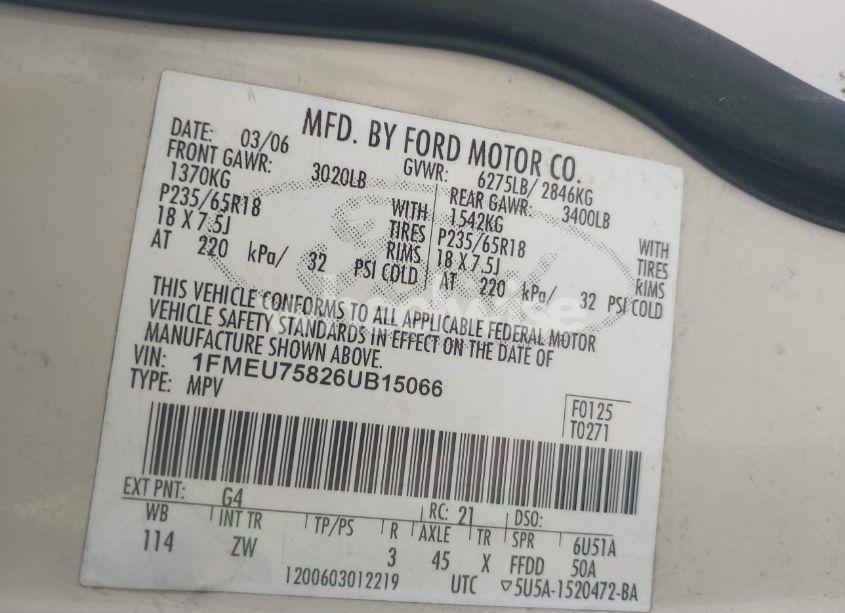 Photo 9 of 2006 Ford Explorer LIMITED (VIN 1FMEU75826UB15066)