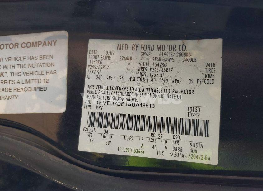 Photo 9 of 2010 Ford Explorer XLT (VIN 1FMEU7DE3AUA19513)