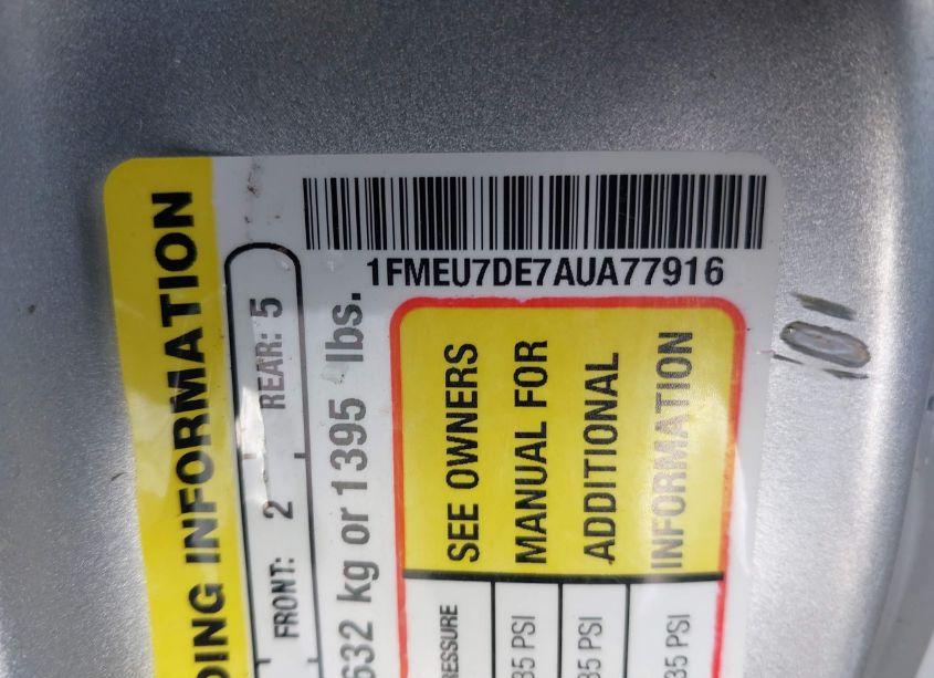 Photo 9 of 2010 Ford Explorer XLT (VIN 1FMEU7DE7AUA77916)