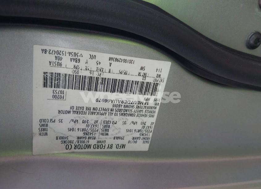 Photo 9 of 2010 Ford Explorer XLT (VIN 1FMEU7DE9AUA66979)