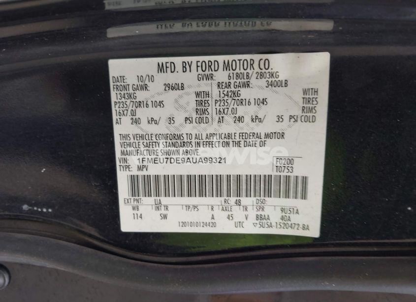 Photo 9 of 2010 Ford Explorer XLT (VIN 1FMEU7DE9AUA99321)