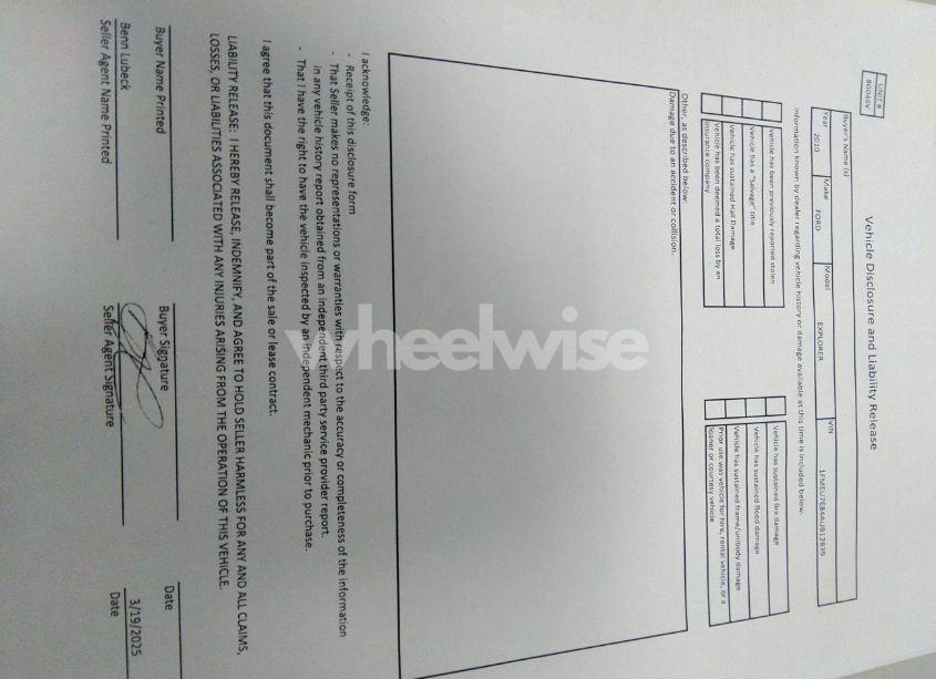 Photo 12 of 2010 Ford Explorer EDDIE BAUER (VIN 1FMEU7E84AUB12839)