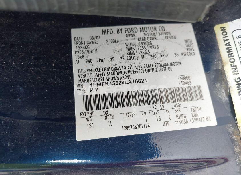 Photo 9 of 2008 Ford Expedition EL XLT (VIN 1FMFK15528LA16821)