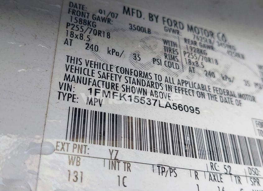 Photo 9 of 2007 Ford Expedition EL XLT (VIN 1FMFK15537LA56095)