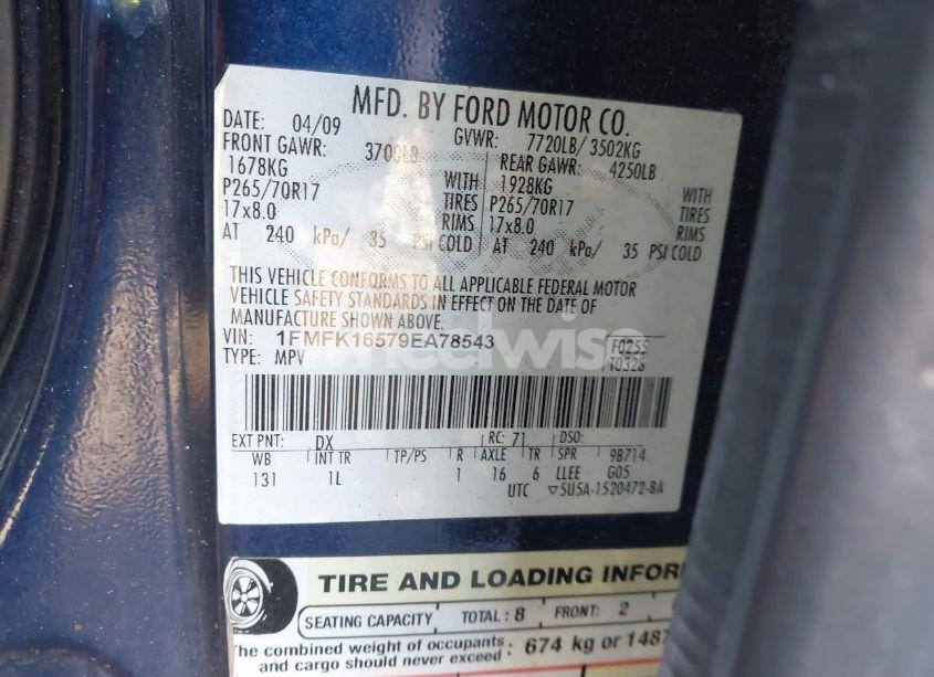 Photo 9 of 2009 Ford Expedition EL XLT (VIN 1FMFK16579EA78543)