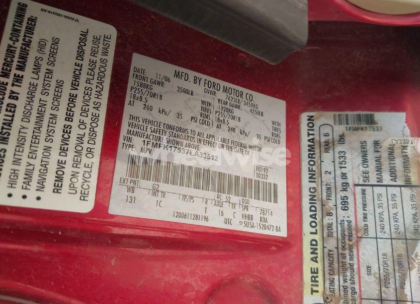 Photo 9 of 2007 Ford Expedition EL EDDIE BAUER (VIN 1FMFK17537LA33512)