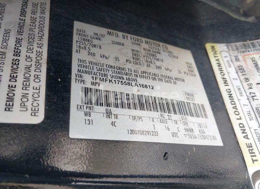 Photo 9 of 2008 Ford Expedition EL EDDIE BAUER/KING RANCH (VIN 1FMFK17558LA16812)