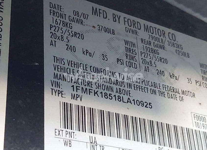 Photo 9 of 2008 Ford Expedition EL EDDIE BAUER/KING RANCH (VIN 1FMFK18518LA10925)