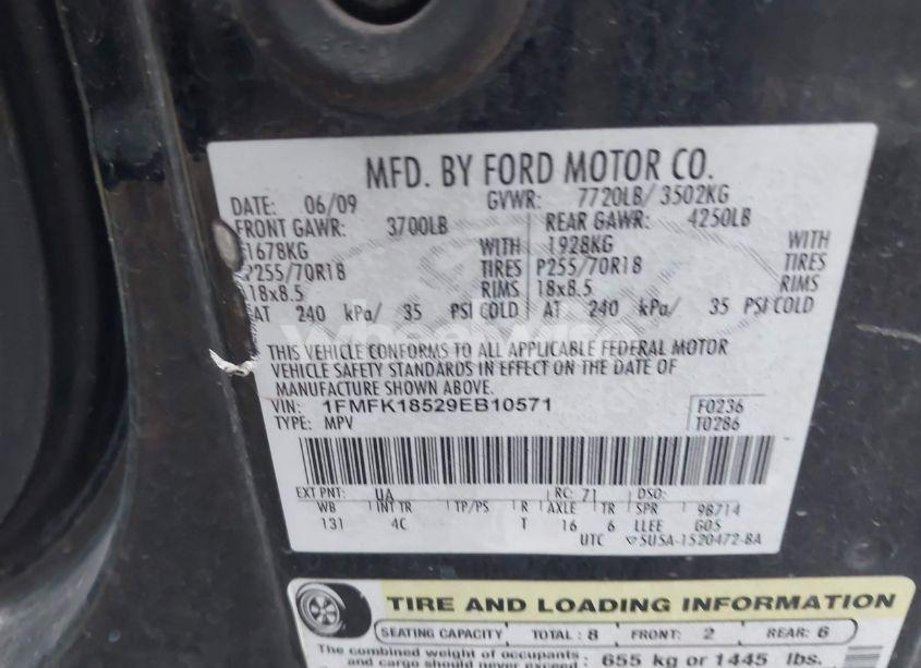 Photo 9 of 2009 Ford Expedition EL EDDIE BAUER/KING RANCH (VIN 1FMFK18529EB10571)