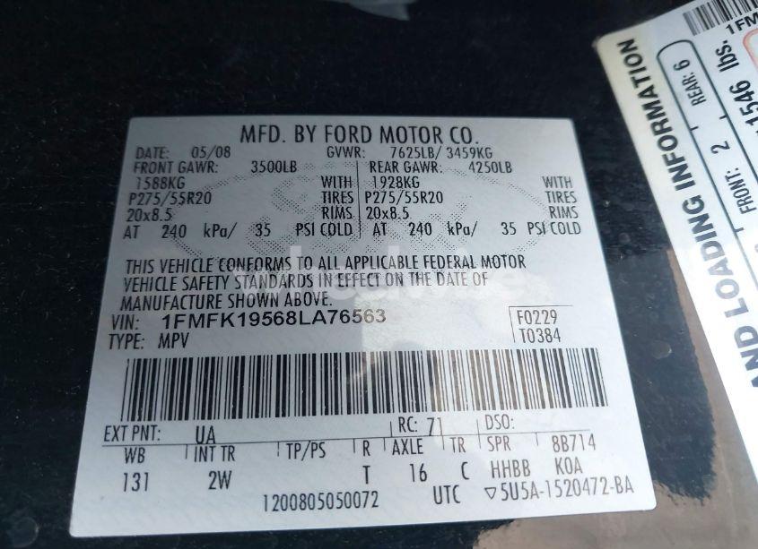 Photo 9 of 2008 Ford Expedition EL LIMITED (VIN 1FMFK19568LA76563)