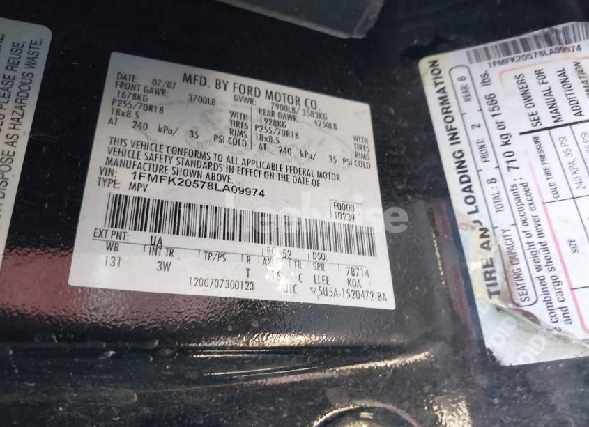 Photo 9 of 2008 Ford Expedition EL LIMITED (VIN 1FMFK20578LA09974)