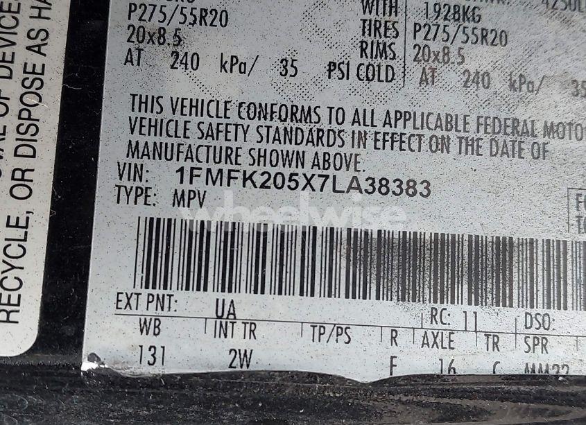 Photo 9 of 2007 Ford Expedition EL LIMITED (VIN 1FMFK205X7LA38383)