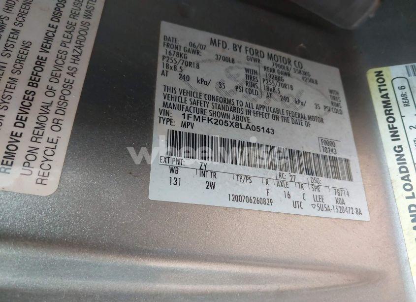 Photo 9 of 2008 Ford Expedition EL LIMITED (VIN 1FMFK205X8LA05143)