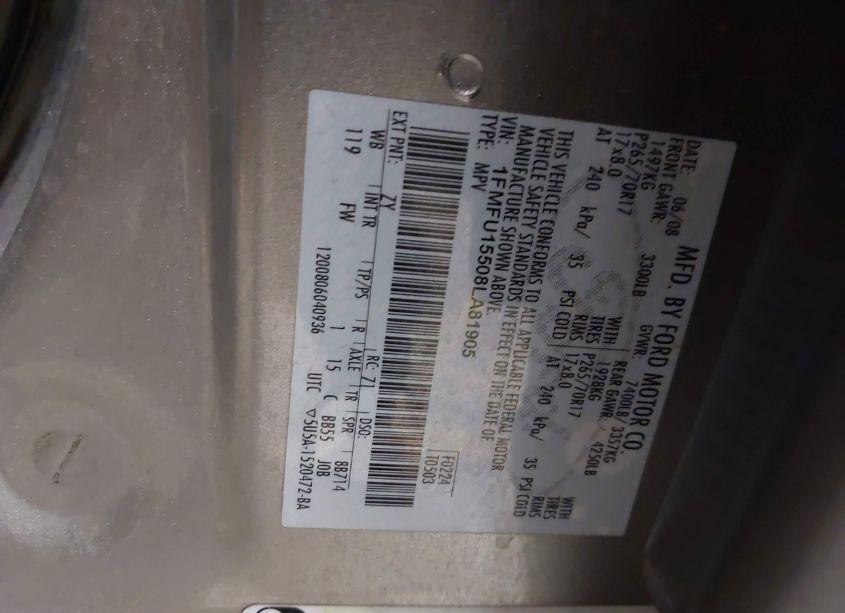 Photo 9 of 2008 Ford Expedition XLT (VIN 1FMFU15508LA81905)