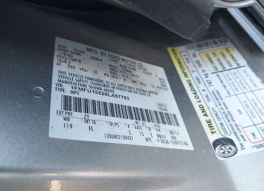 Photo 9 of 2008 Ford Expedition XLT (VIN 1FMFU15528LA57783)