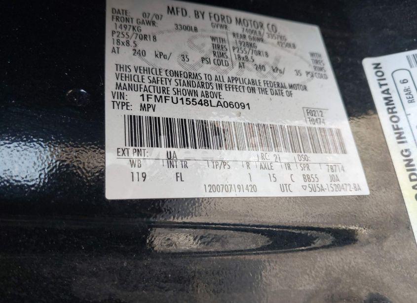 Photo 9 of 2008 Ford Expedition XLT (VIN 1FMFU15548LA06091)