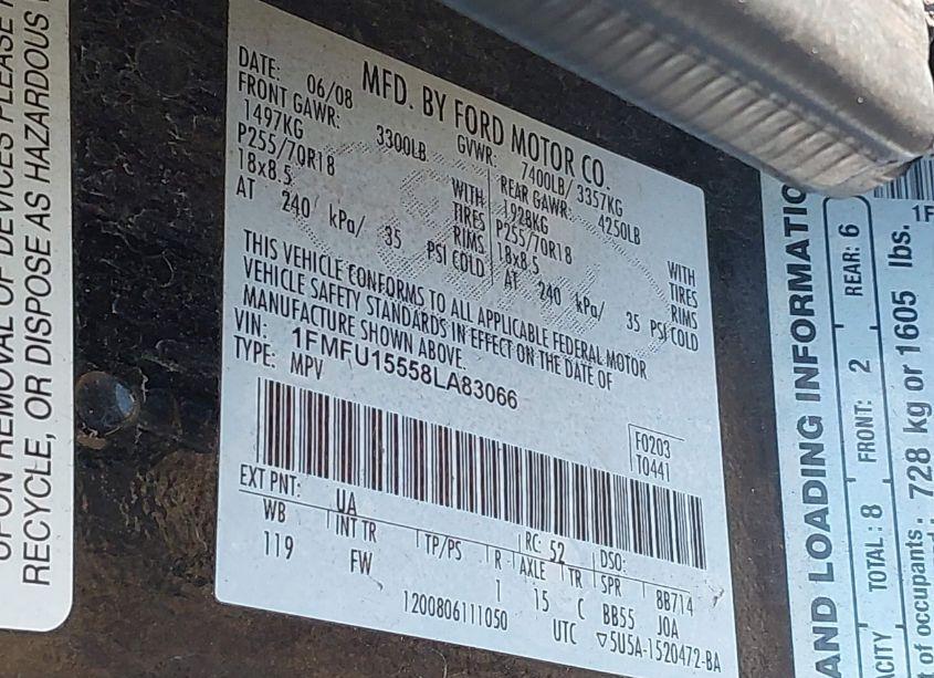 Photo 9 of 2008 Ford Expedition XLT (VIN 1FMFU15558LA83066)