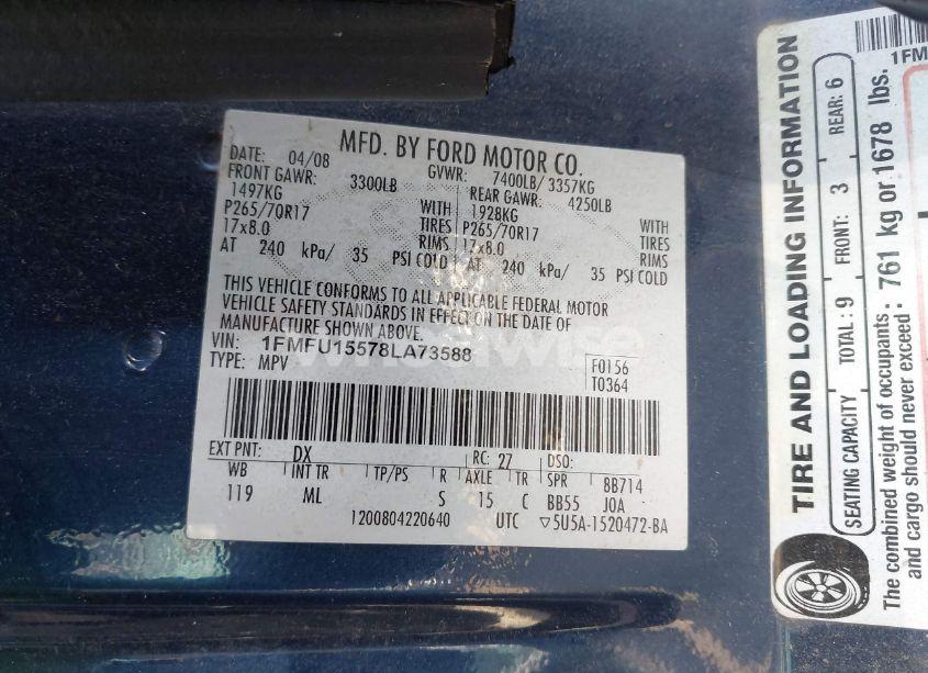 Photo 9 of 2008 Ford Expedition XLT (VIN 1FMFU15578LA73588)