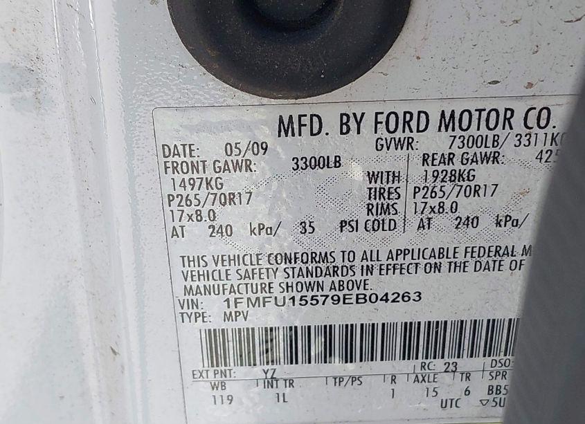 Photo 9 of 2009 Ford Expedition XLT (VIN 1FMFU15579EB04263)