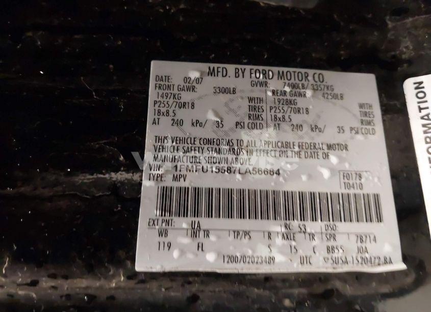 Photo 9 of 2007 Ford Expedition XLT (VIN 1FMFU15587LA56684)