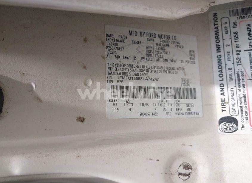 Photo 9 of 2008 Ford Expedition XLT (VIN 1FMFU15588LA74247)