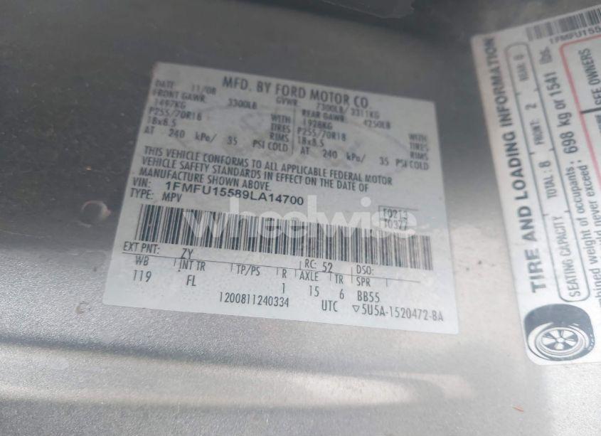 Photo 9 of 2009 Ford Expedition XLT (VIN 1FMFU15589LA14700)