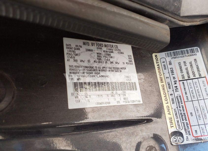 Photo 9 of 2007 Ford Expedition XLT (VIN 1FMFU155X7LA06840)