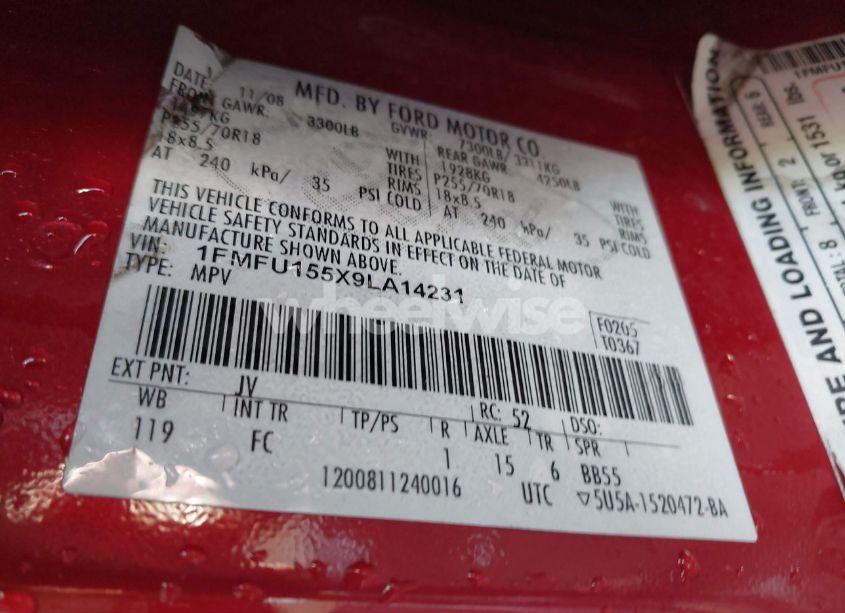 Photo 9 of 2009 Ford Expedition XLT (VIN 1FMFU155X9LA14231)