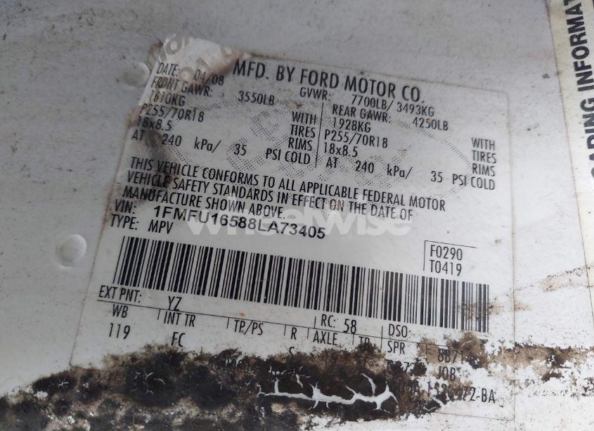 Photo 9 of 2008 Ford Expedition XLT (VIN 1FMFU16588LA73405)