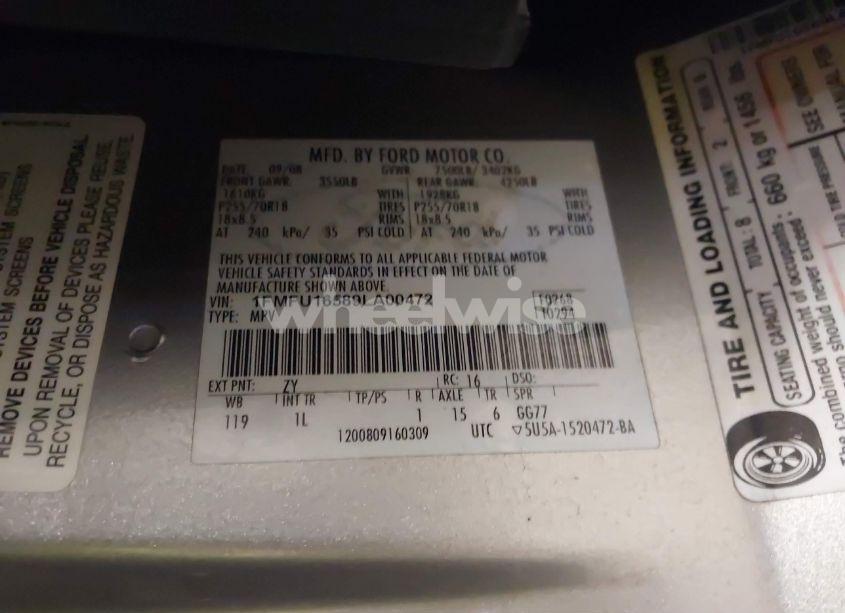 Photo 9 of 2009 Ford Expedition XLT (VIN 1FMFU16589LA00472)