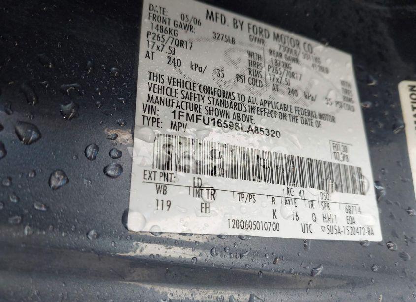 Photo 9 of 2006 Ford Expedition XLT/XLT SPORT (VIN 1FMFU16596LA85320)