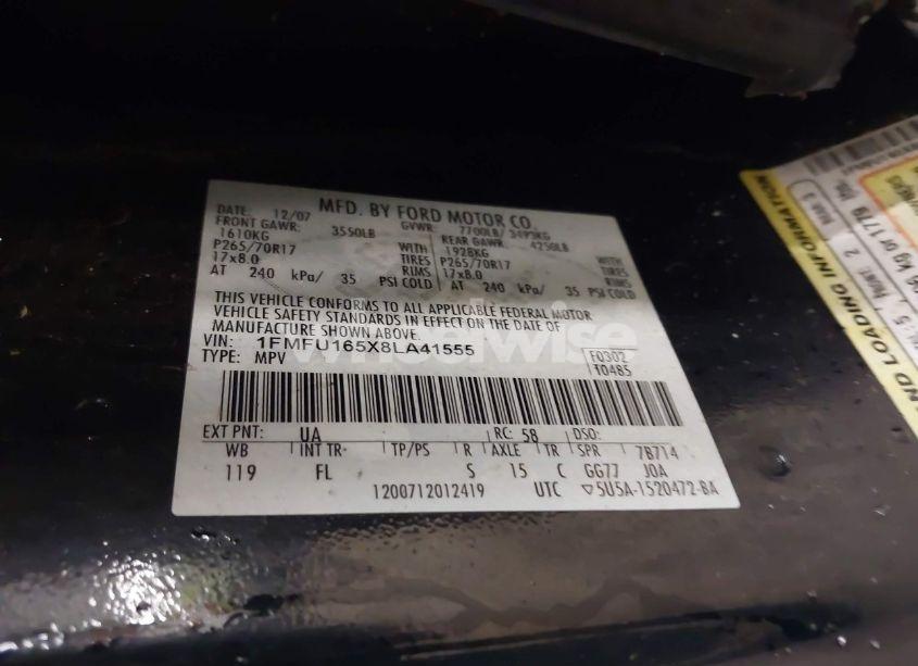 Photo 9 of 2008 Ford Expedition XLT (VIN 1FMFU165X8LA41555)