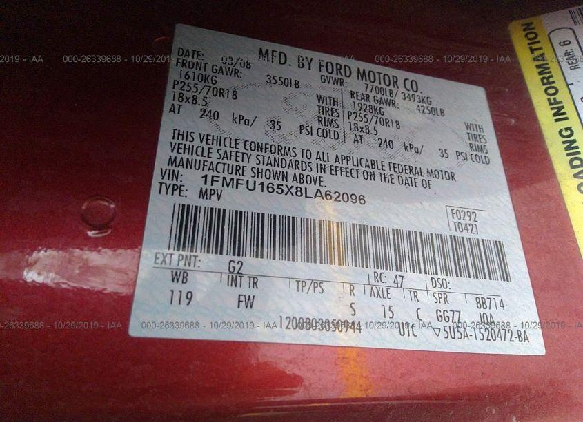 Photo 9 of 2008 Ford Expedition XLT (VIN 1FMFU165X8LA62096)