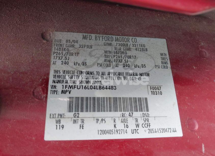 Photo 9 of 2004 Ford Expedition NBX/XLT (VIN 1FMFU16L04LB64483)