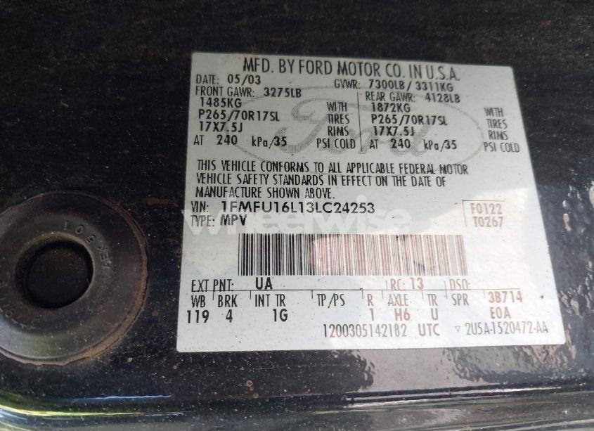 Photo 9 of 2003 Ford Expedition XLT (VIN 1FMFU16L13LC24253)