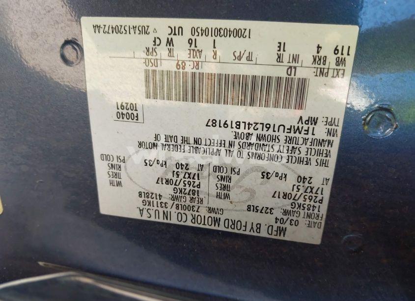 Photo 9 of 2004 Ford Expedition NBX/XLT (VIN 1FMFU16L24LB19187)