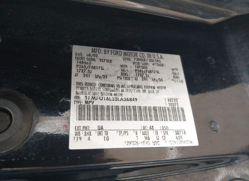 Photo 9 of 2003 Ford Expedition XLT (VIN 1FMFU16L33LA36849)