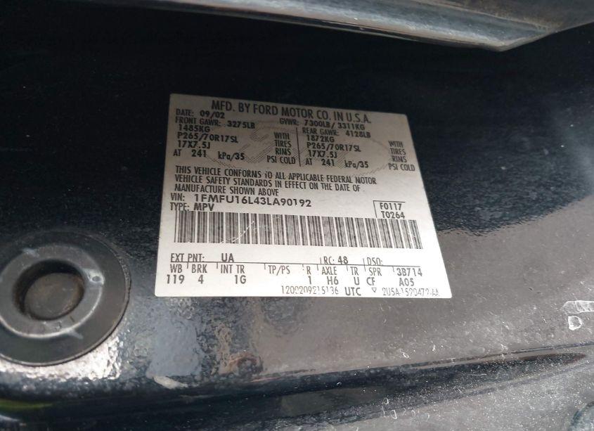 Photo 9 of 2003 Ford Expedition XLT (VIN 1FMFU16L43LA90192)