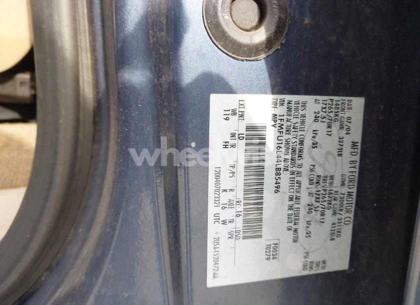 Photo 9 of 2004 Ford Expedition NBX/XLT (VIN 1FMFU16L44LB85496)