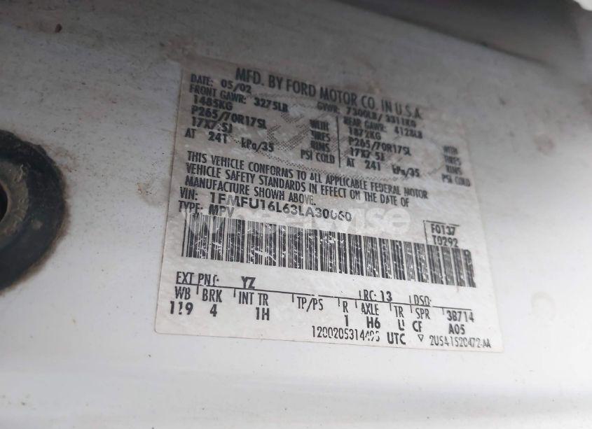 Photo 9 of 2003 Ford Expedition XLT (VIN 1FMFU16L63LA30060)