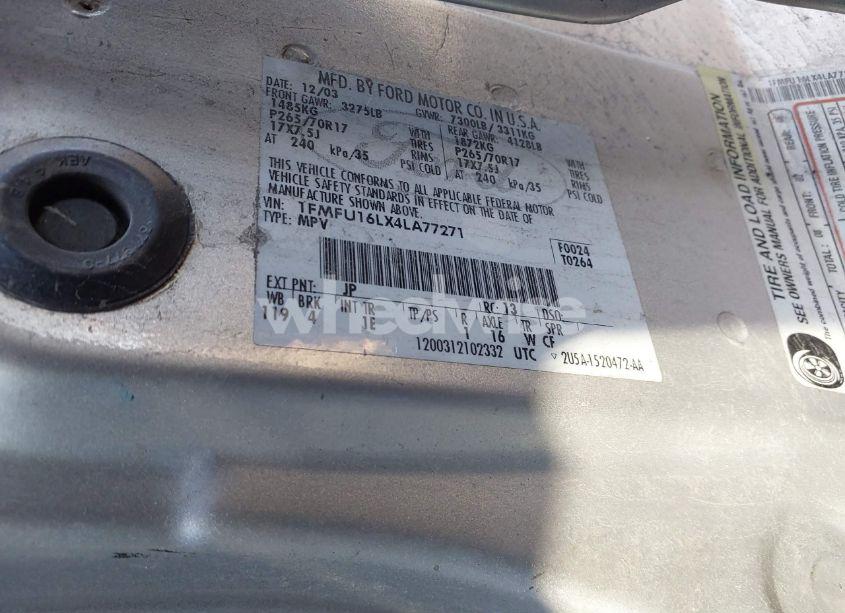 Photo 9 of 2004 Ford Expedition NBX/XLT (VIN 1FMFU16LX4LA77271)